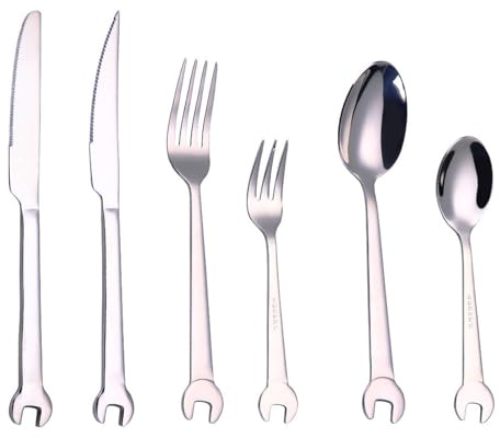 Besteckset Besteck Setaus Edelstahl, Schraubenschlüsselgriff Klassisch Langlebig, Steakmesser, Gabel, Löffel Für Zuhause, Hotel, Restaurant, Party (36pcs)