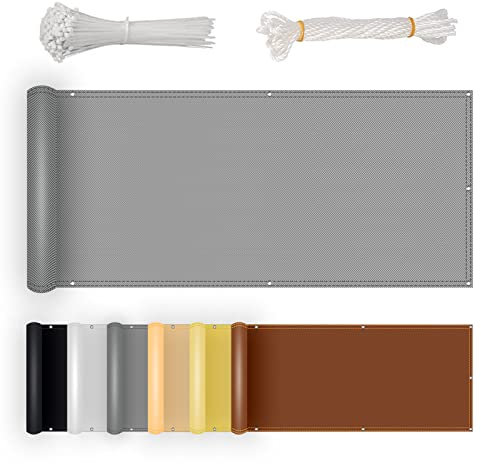 Brise-vue rétractable pour extérieur, 120 x 200 cm, gris clair, avec protection solaire, résistant aux intempéries, pour jardin, terrasse, caravane, résistant aux UV et durable