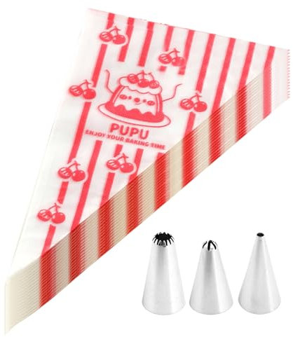 Kit sac à poche e beccucci – 50 sacchetti con 3 punte, robusto set di tubazioni per glassare torte, biscotti, tazze e pasticcini a casa