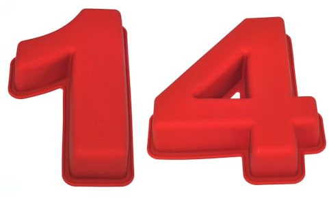 Selecto Bake Grand moule à gâteau en silicone en forme de chiffre 14 ou 41 pour 14ème anniversaire de mariage 1 4