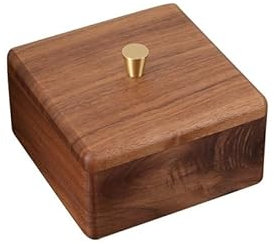 Dispensador de Palillos de Dientes Caja de madera for palillos de dientes, caja de almacenamiento de almohadillas de algodón for escritorio del hogar, soporte for palillos de dientes con tapa, recipie