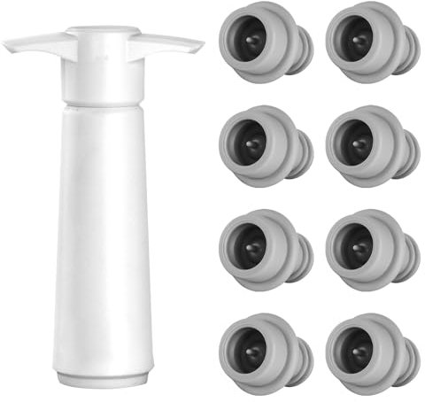 QINGYIWL Pompa Salvavino, Pompa Sottovuoto per Vino con 8 Tappi per Vino Riutilizzabile, Pompa Vuoto per Vino per Mantenere Il Vino Fresco