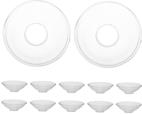 VINTORKY 12pcs Glass Taper Candle Wax Catcher Drip Protector for Restaurant Wedding Home Decorative Glass Candlestick Wax Holder