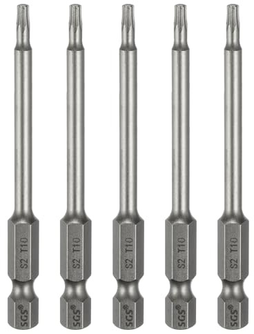 QUARKZMAN Testa Torx Bit Cacciavite T10 Acciaio S2 Senza Foro 5Pz | 6 Punte Bit Trapano Cacciaviti, Punta Antimanomissione Stella, 1/4 Alesaggio Esagonale, 3 (75mm) L, Magnetico