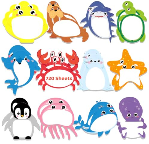 NJCXOLA 720 Fogli Blocchetti Memo Adesivi, 24 Pezzi Gadget Compleanno Bambini, Mini Animali marini Note Adesive, Regalini Festa Compleanno, Gadget Compleanno Bambini, Gadget Compleanno Bambina