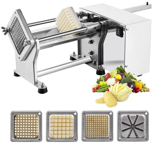 Electric Potato Chipper Machine - Stainless Steel French Fry Cutter for Potatoes, Carrots, Cucumbers