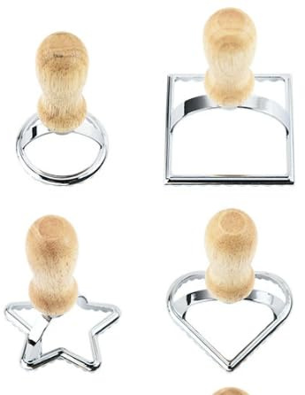 4 PCS Paste Machine Wonton Cutter Set, Pasta Cutter,Ravioli Cutters,Pasta Cutter Wheel with Wooden Handle, Used as a Pasta Roller for DIY Home Kitchen