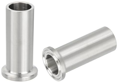 PATIKIL Stainless Steel 304 Sanitary Fitting, 2pcs Long Weld Clamp Ferrule Pipe Fitting 3/4(19mm) Tube OD Connector 25.4mm Ferrule Flange OD for Brewery Winery Food Processing