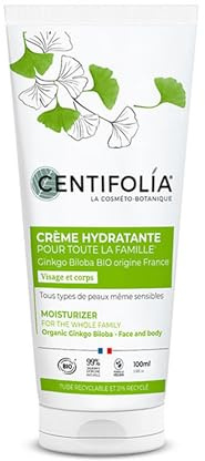 CENTIFOLIA Crema hidratante | hidrata y protege la piel | rápida absorción | cara y cuerpo | adecuada para pieles sensibles | Ginkgo, karité, aloe vera | 99% natural |