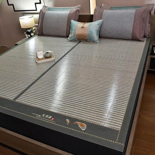 YQMHEZ Colchoneta de Bambú, Esterilla de Bambú Plegable Doble Cara para Cama, Esterilla Bambú, Esterillas Aire Acondicionado, Esterillas Refrescantes Bambú Y Ratán para Camas Individuales(90x190cm/35.