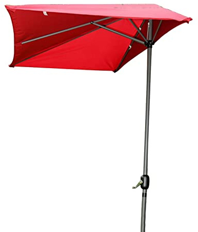 Outdoor Patio Umbrella with Crank, Waterproof Sunshade Canopy, Half-Rectangular Garden Umbrella, Perfect for Balcony, Deck, and Backyard Sun Protection