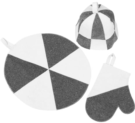 OATIPHO Thickened Absorbent Sauna Hat Set with Gloves and Mat Wool Felt Heat Insulating Bath Cap for Women Protects Hair and Skin Home and Professional Steam Rooms