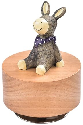 xbiez Adorno de caja de música de madera con figura de animal giratoria para decoración del hogar y regalo de cumpleaños para niños, adolescentes y adultos