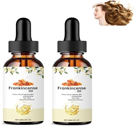 Weihrauchöl für Gesicht, Körper, Haare, feuchtigkeitsspendend, Anti-Aging, Anti-Falten, Wiederherstellung trockener Haut und rissiger Hände, reduziert feine Linien, Schwellungen, leicht (2PCS)