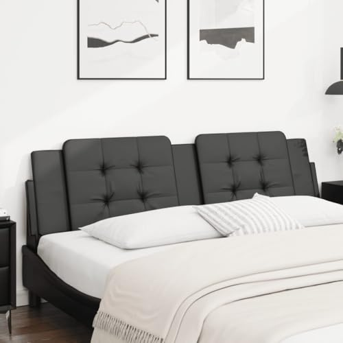 Qnhdfrt Kopfteil Zadar Schwarz 180 cm Kunstleder Modernes Design mit Schaumstoff gepolstertes Wandkissen für Bett Schlafzimmer Komfortable Rückenlehne für 180 cm breite Matratzen