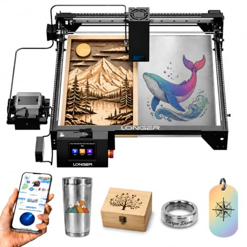 Longer RAY5 Laser Graviermaschine 40W, Arbeitsbereich 385x385mm | Hochleistungs-Lasermodul, 24000mm/min, Autofokus, Offline-Steuerung, Sicherheitsfunktionen, Touchscreen