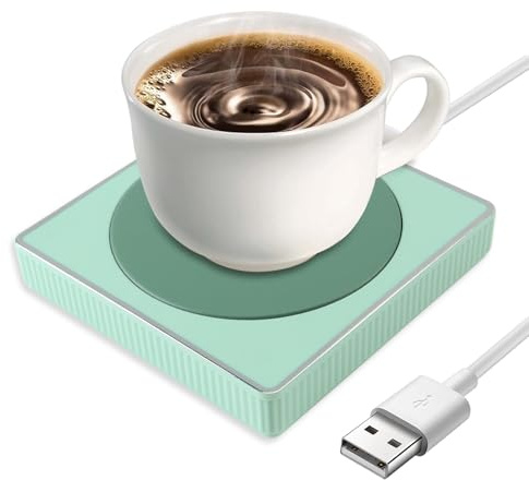Coffee Mug Warmer, Electric USB Cup Warmer for Desk 55℃ Beverage Mug Heater Plug in Heating Coffee Milk Tea Cocoa Cake Egg tart Gifts for Coffee Lovers Home Office Women Light Cedar Green
