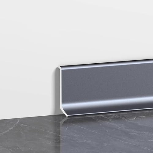 Garniture de plinthe en aluminium gris métallisé, 125 cm de long, 4/6/8 cm de hauteur, facile à installer et à nettoyer, parfait pour les sols, les murs et plus encore. Design métallique durable