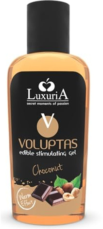 Gel de Masaje Comestible Efecto Calor 100 ml | Aceite de Masaje para Parejas |Lubricante Textura Deslizante y Aroma Intenso | Lubricante Compatible con Látex (Chocolate)