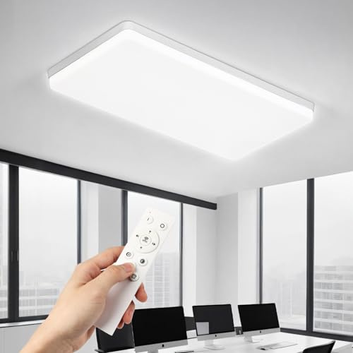 OTREN LED Deckenleuchte Flach 50x25cm, 52W 5200LM Rechteck Deckenlampe Dimmbar mit Fernbedienung, 3000K-6000K LED Panel für Wohnzimmer Küche Schlafzimmer Flur Büro Badezimmer