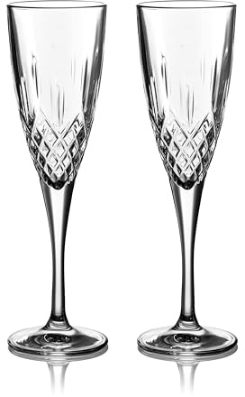 DIAMANTE Pair Regency Crystal Champagne Flutes Pair - Made from Premium Crystal - Set of 2