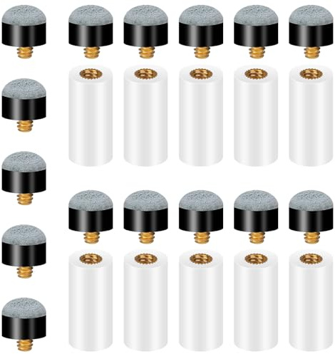 Trinkrittey 25 Stück Billard Queue Spitzen,12mm Ersatz Schraub Tipps mit Pool Billard Queue Zubehör Set für Snooker