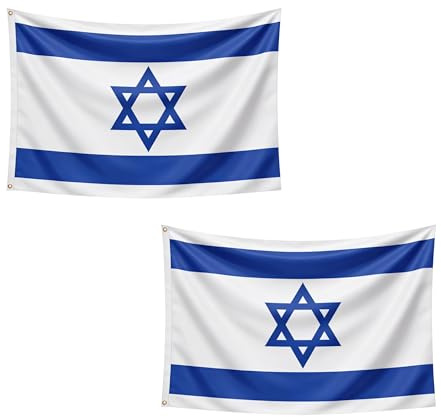 2 banderas de Israel de 5 x 3 pies con ojales de latón, bandera israelí de poliéster para eventos del Día de la Independencia, exhibición comunitaria, exhibición del hogar y el jardín