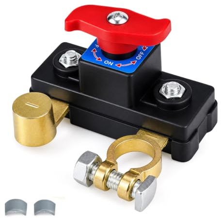 Coupe Circuit Batterie Voiture 12V-24V, Interrupteur de Batterie en Cuivre Pur Réglable, Moto, Camion, Camping Car, Tracteur, Bateau