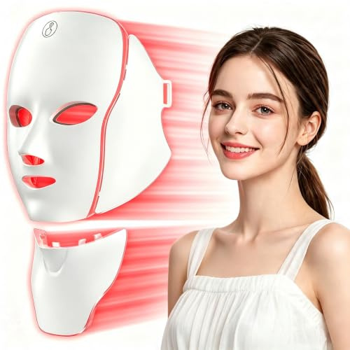 Masque LED pour le visage, le cou, thérapie par la lumière pour soins de la peau, traitement anti-âge, rides, acné, infrarouge rouge, bleu, 7 couleurs, appareil de rajeunissement du visage 850 nm