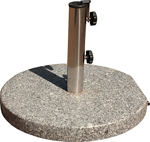 Siena Garden Granitschirmständer, 40 kg, rund Ø 50 cm Edelstahlrohr, mit Griff und Rolle