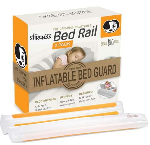 The Shrunks Rails de Lit Gonflables Sleep Security (paquet de 2) - Protège-lit/Pare-Chocs de Lit Bébé sûr et Portable pour les Voyages, 122x18x10cm s'Adapte sous le Drap de Lit