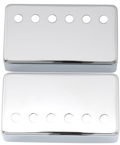 Musiclily Basic 52mm Humbucker Cover Steg Tonabnehmer Kappe Chrom 2 Stück | Metall,für E-Gitarre