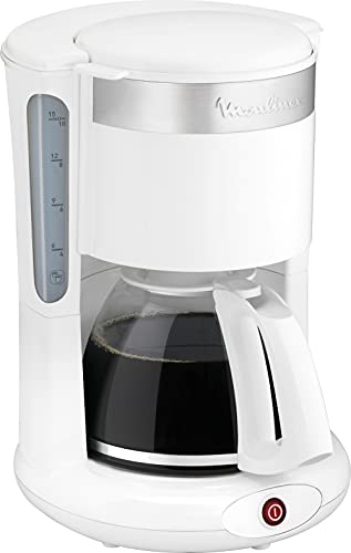 MOULINEX cafetières filtre PRINCIPIO PLUS Blanche 10/15 tasses cafetière électrique Cafetière Machine à café Capacité 1.25L Antigoutte Porte-filtre pivotant Auto off 30 minutes FG264100