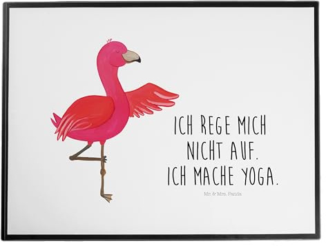 Mr. & Mrs. Panda Schreibtischunterlage Flamingo Yoga - Geschenk, Namaste, Schreibunterlage, Rosa, schreibtischunterlagen, schreibauflage, Aufgeregt, Unterlage Schreibtisch, Yogi, Baum, tischpad