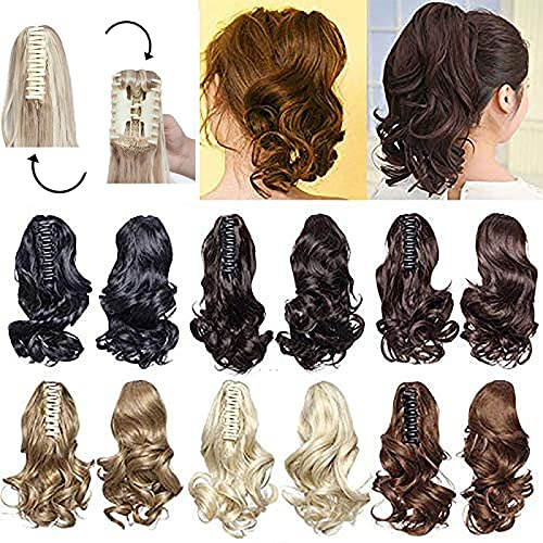 Fashion Claw on Ponytail Long Short Cute Clip in Pony Tail Hair Extensions Handy Jaw Wavy 12 - Dark Brown