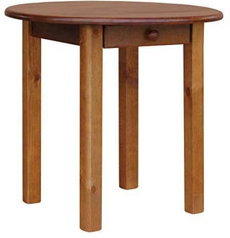 k koma Runder Kiefer Tisch mit SCHUBLADE Esstisch Küchentisch 90cm massiv Restaurant NEU (Eiche)