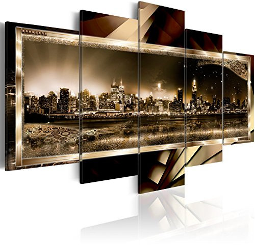 B&D XXL - Akustikbild 225x112 cm Bilder mit Akustikschaumstoff Hochleistungsschallabsorber Schallschutz Leinwandbild XXL 5 tlg Wandbild 020111-27