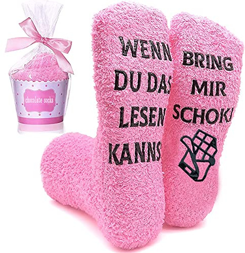Zemolo Lustige Socken Geschenke für Frauen Mama Geschenke Weihnachtssocken | MAMA MACHT PAUSE Kuschelsocken Schoki Witzige Sock Damen Flauschsocken Adventskalender Geburtstag Muttertag