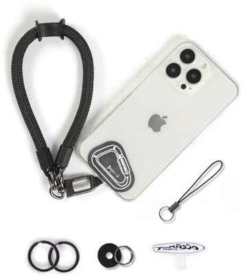 project-cb Handgelenkschlaufe handy,Handy Handykette Pads ×2, Handyhülle Halterung,Handgelenkschlaufe für Schlüssel, AirPods, Kamera(Schwarz, 40cm)