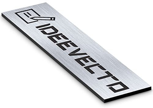 Plaque boite aux lettres personnalisable dimension 100 x 25 mm aspect ACIER BROSSÉ - Plastique PVC Acrylique - résistant aux intempéries et aux UV - autocollante adhésive au verso produit