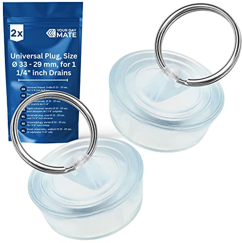 Tappo universale, 2 pezzi, trasparente, Ø 33 su 29 mm sopra e sotto, tappo di scarico in PVC per piani di valvole da 1 1/4 di pollice, tappo di scarico lavabo, tappo per lavabo