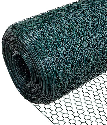 VOUNOT® Red Alambre Hexagonal, Rollo Malla Metalica, Tamaño de Malla 13mm, 100 cm (H) x 50 m (L), Revestimiento de PVC, Verde