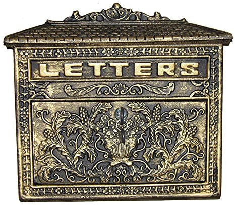 Abschließbarer Wandbriefkasten, Vintage-Briefkasten, Briefkasten, Antik-Oxidfarbe, Gusseisen, für Wandmontage, Pferd, 33 x 10 x 33 cm