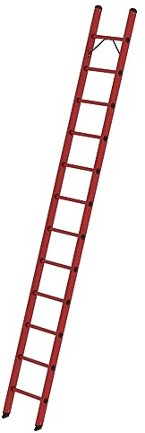 PROREGAL Sprossen-Anlegeleiter GFK ohne Traverse | 12 Sprossen | Leiter, Teleskopleiter, Trittleiter, Bockleiter, Sprossen-Doppelleiter