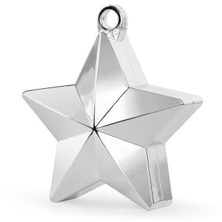 Poids du ballon étoile 11,5 x 6 cm – Poids pour ballons à l'hélium – Poids décoratif – Argenté/PartyDeco Srebrna Gwiazda Balonów 11 cm