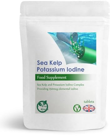 Sea Kelp and Potassium Iodine Tablets | Natural 150mcg Iodine | Thyroid Function, Skin and Brain Health (Pack of 90)