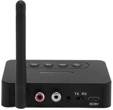 Bluetooth 5.1 Ljudmottagaresändare, 2 i 1 Bluetooth HiFi-ljudadapter med Optisk AUX RCA, NFC-funktion, för Hemmaljudsystem och Bilstereo, med Fjärrkontroll