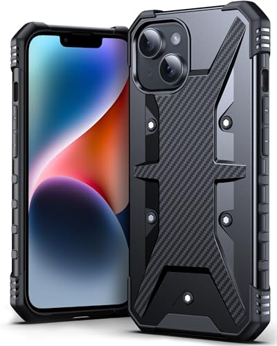 DASFOND Hülle für iPhone 14/13 Case mit Kameraschutz, Upgraded Militär Stoßfest Robust Heavy Duty Bumper Handyhülle Schutzhülle Cover für iPhone 14/13, Schwarz