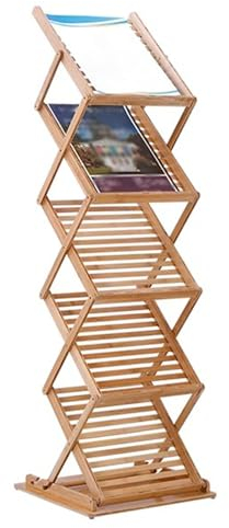 Bambus-Broschürenständer, 5 Taschen, Zeitschriftenständer für Büro, Einzelhandel, Ausstellungen, Schönheitssalon, Faltbarer Pop-up-Bibliothekskataloghalter (Größe: A3)