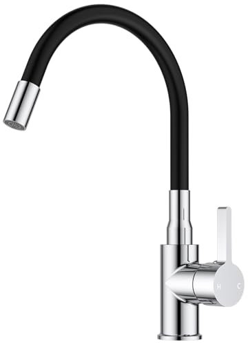 FORIOUS Flessibile Rubinetto Lavello Cucina, Miscelatore Cucina Acciaio Inox Miscelatore Monocomando Rotabile a 360°, Cromo Lucido